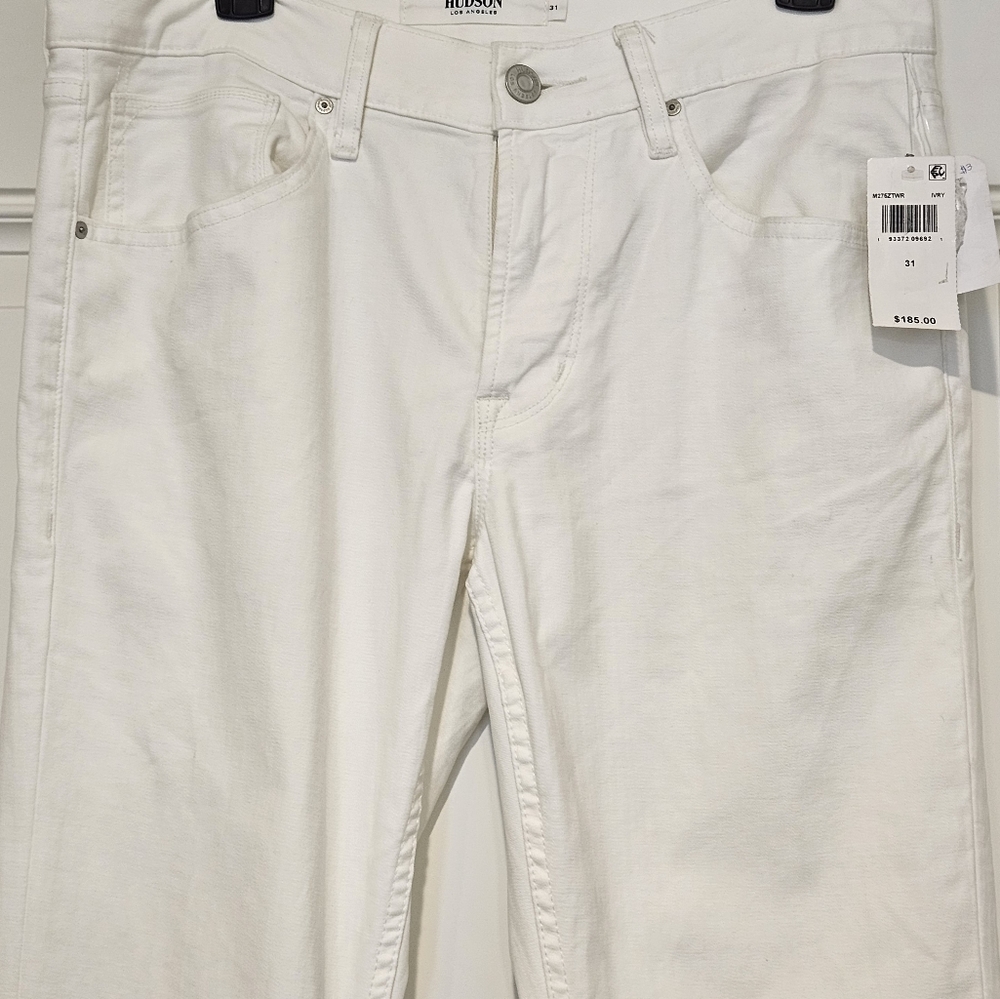 Nwt Hudson Mens Blake Slim Straight White Twill Jeans Size 31 — image 7 of 8